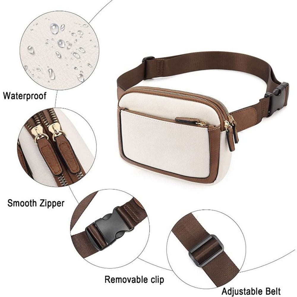 Women PU Leather Belt Bag Crossbody Waist Bag Travel Bag Black