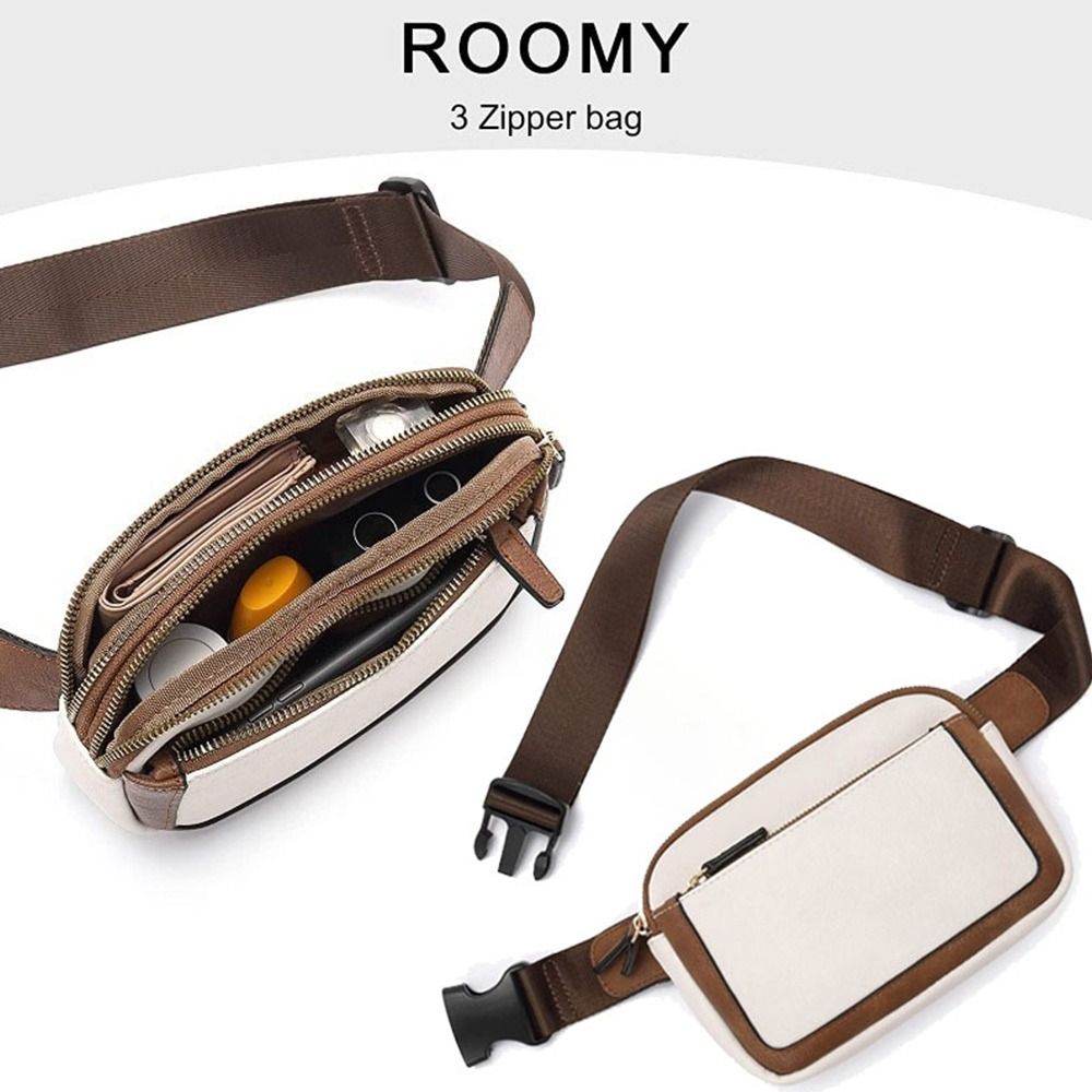 Women PU Leather Belt Bag Crossbody Waist Bag Travel Bag Black