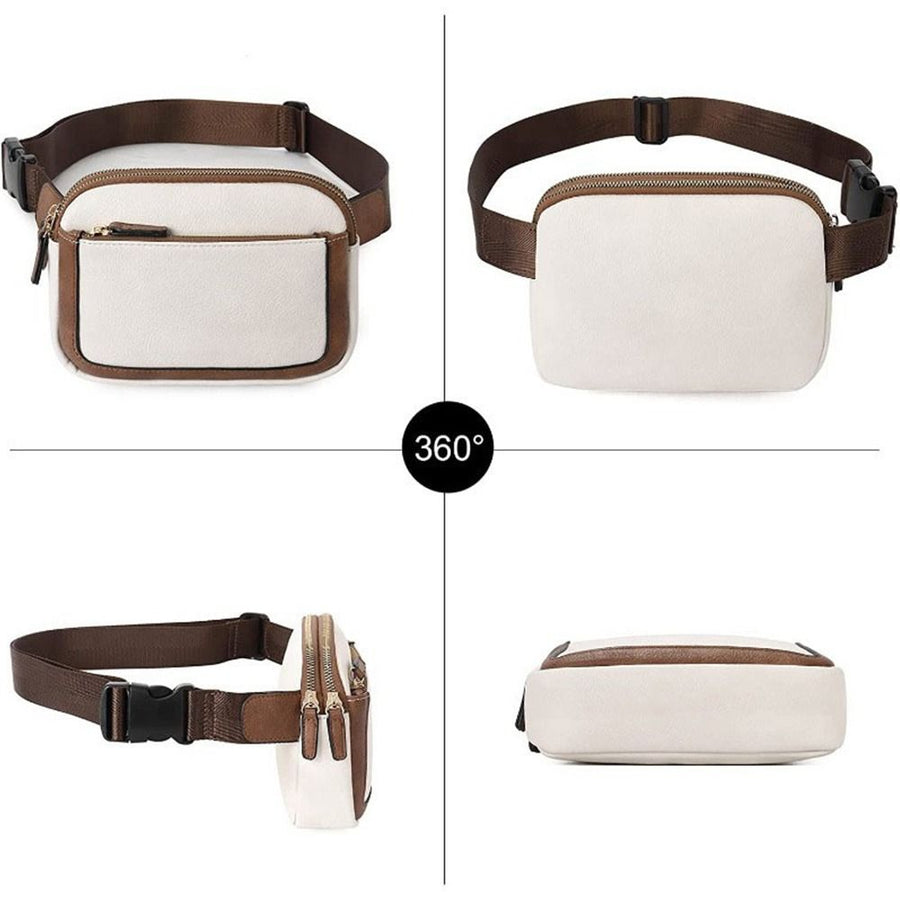 Women PU Leather Belt Bag Crossbody Waist Bag Travel Bag Black