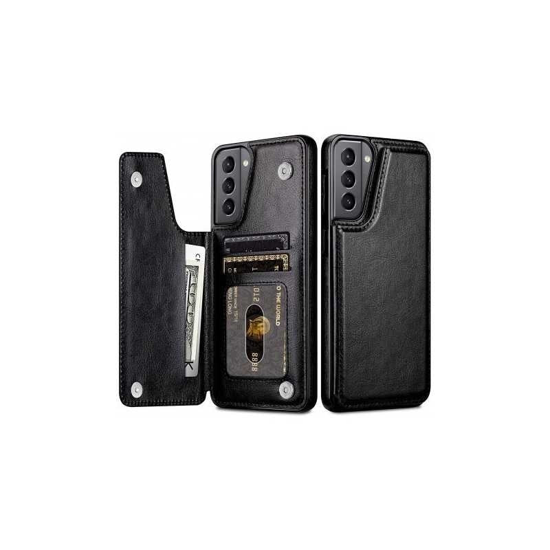 Samsung S22 Shockproof Case Card Holder 3-COMPARTMENT Flip Black_yux
