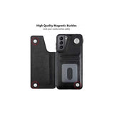 Samsung S22 Shockproof Case Card Holder 3-COMPARTMENT Flip Black_yux - Side View