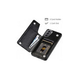 Samsung S22 Shockproof Case Card Holder 3-COMPARTMENT Flip Black_yux