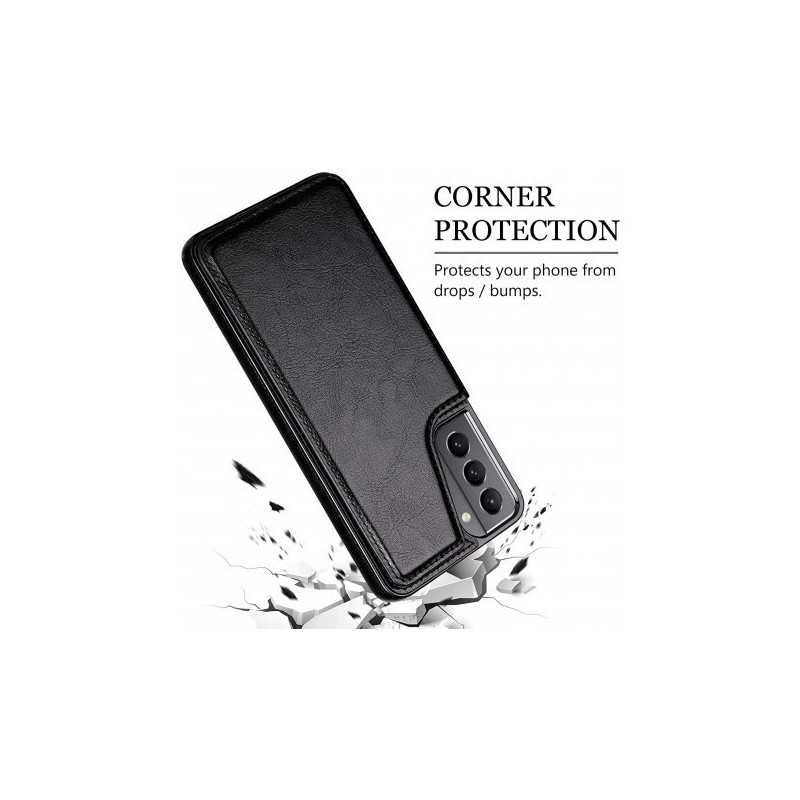 Samsung S22 Shockproof Case Card Holder 3-COMPARTMENT Flip Black_yux
