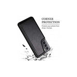 Samsung S22 Shockproof Case Card Holder 3-COMPARTMENT Flip Black_yux