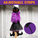 Flying Halloween Decoration for Outdoor Use - Witch Crashing into Tree Orange
