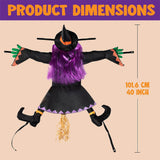 Flying Halloween Decoration for Outdoor Use - Witch Crashing into Tree Orange - 45-Degree Angle