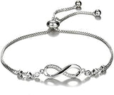 Women's Bracelet in 925 Sterling Silver Infinity Love Bracelet with Cubic Zirconia Heart, Women's Bracelet in 925 Sterling Silver Infinity Bracelet Adjustable – yux
