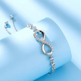 Women's Bracelet in 925 Sterling Silver Infinity Love Bracelet with Cubic Zirconia Heart, Women's Bracelet in 925 Sterling Silver Infinity Bracelet Adjustable – yux