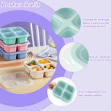 4-pack snack boxes with compartments, snack containers for kids and adults, 4-compartment bento lunch boxes - Top-Down View