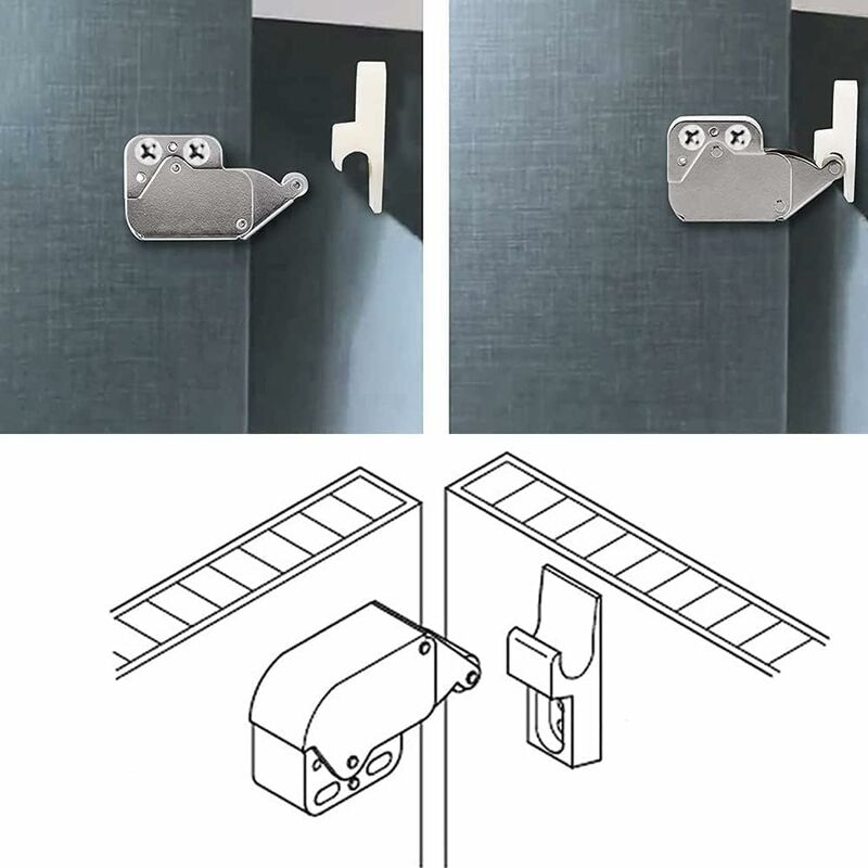 Mini latches with spring, 6 pcs Mini automatic spring lock, Spring lock, Spring lock Mini cabinet lock Mini latch for kitchen cabinet door