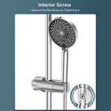 Adjustable Shower Head with 2 Hooks for 16-27mm Shower Rod, Wall Mounted Chrome Hand Shower Holder