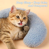 Cat Pillow, Soft Pet Toy, Soothing Cat Pillow for Dogs with Anxiety, U-Shaped Pillow, Dog Bed for Better Sleep and Comfort, Cat Plush Toy - Top-Down View