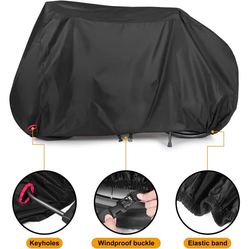 Waterproof 210D Oxford Bicycle Cover for 2 Bikes with Lock Holes, Windproof Storage Bag for Outdoor Bicycles, Compatible with 56Vingt
