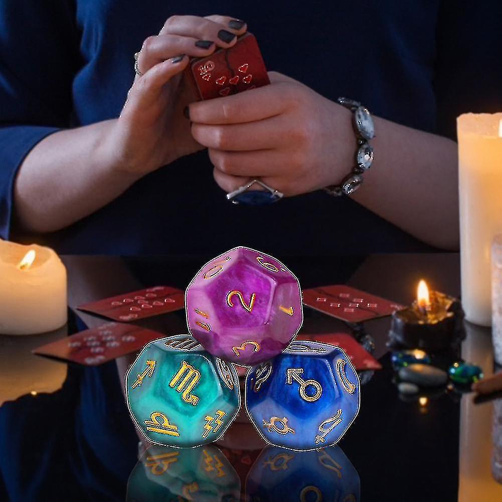 3pcs 12-sided resin tweezers astrology tarot constellation divination dice