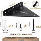 Package Triangle Shelf Brackets, 14cm Iron Floating Shelf Brackets, Metal Wall Mounted Shelf Brackets for DIY Open Shelf Ikodm - Side View