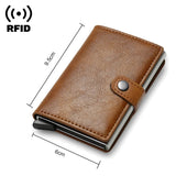 Carbon Fiber Credit Card Holder Wallet Men RFID Smart Metal Thin Slim Pop Up Minimalist Wallet Small Black Wallet Metal Vallet Carbon Bronze - Top-Down View