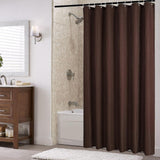 pc Brown Shower Curtain, Waffle Woven Textured Fabric Bathroom Shower - Front View