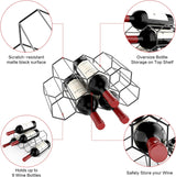 Freestanding Metal Wine Rack for 9 Bottles - Black, Tabletop Wine Rack - Side View