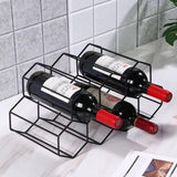 Freestanding Metal Wine Rack for 9 Bottles - Black, Tabletop Wine Rack