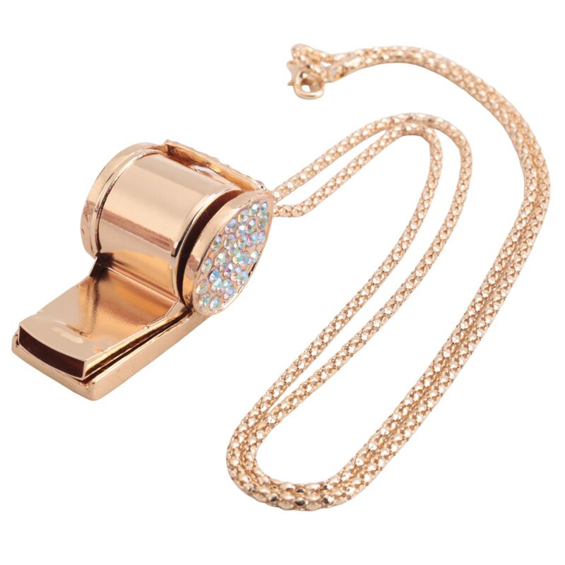 Whistle, metal and rhinestone crystal whistle, shiny with key ring for referees, coaches, teachers