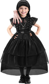 Black Cosplay Costume for Girls, Halloween Costume for Kids, Role Play Costume with Accessories, Multiple Sizes Available 160cm - Front View