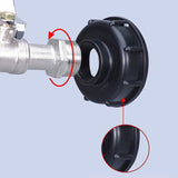 1000l tank tap with garden hose adapter, S60x6 IBC tap connection - Side View