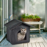 Waterproof Outdoor Cat House, Indoor Dog Kennel, Foldable Waterproof Cat Tent, Warm Oxford Fabric for Winter, M - Side View