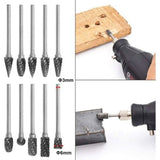 10pcs Double Cut Tungsten Steel Rotary Files with 3mm Shank, Twist Drill Bits for Dremel Rotary Tools - 45-Degree Angle