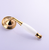 Brass and ceramic shower head, gold, round hand shower, narrow - Front View