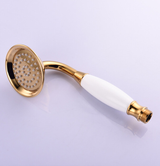 Brass and ceramic shower head, gold, round hand shower, narrow