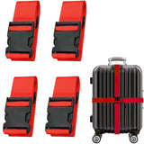 Suitcase 4-piece Luggage Strap Luggage Strap Set Cross Luggage Strap Adjustable Suitcase Strap Buckle Suitcase Strap RED