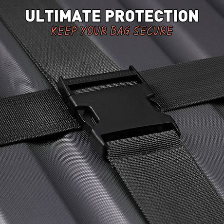 Red 4-piece adjustable cross luggage strap set, nylon with quick release buckles, quick release buckle