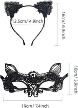 Cat mask and cat ears headband women's fancy dress Halloween mask costume Catwoman accessories makeup party gifts - Front View