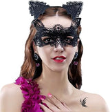 Cat mask and cat ears headband women's fancy dress Halloween mask costume Catwoman accessories makeup party gifts - Side View