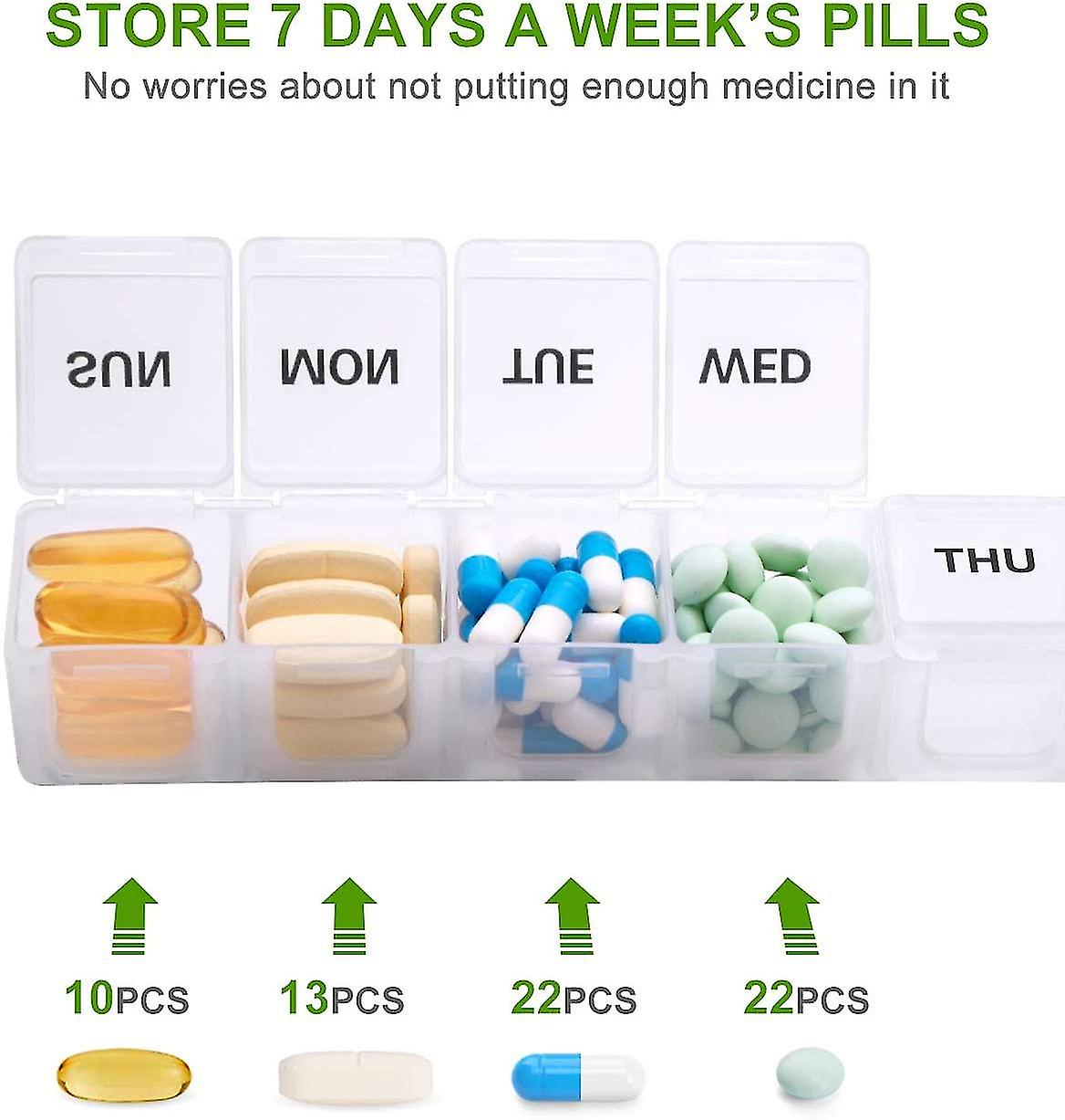 pcs Oversized Weekly Pill Organizer Box 2-pack, You Can Carry The Daily Pill Box Oversized Every Week Medicine Box