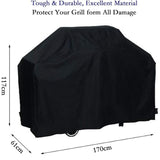 Grill Cover BBQ Protective Tarpaulin Anti-UV Anti-water Anti-moisture with Storage Bag Black (170 x 61 x 117cm)