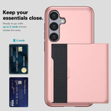 Hot Compatible with Samsung Galaxy A16 5G/4G Case with Card Holder TPU+PC Back Rose Gold - Front View