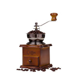 Wooden Coffee Grinder Vintage Antique Ceramic Hand Cranked Coffee Grinder with Retro Style Wooden Coffee Grinder-tfrf - Front View