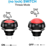 12mm Waterproof Momentary Push Button Switch SPST ON/OFF 12pcs 3A/3V-5V-9V-12V-24V-230VAC Round for Car Horn PC Table Lamp Home Doorbell