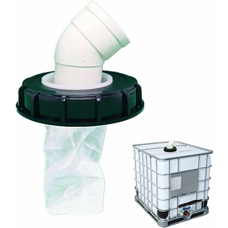 IBC tank lid filter 165mm with washable nylon filter bag, black