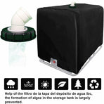 IBC tank lid filter 165mm with washable nylon filter bag, black, filter fitted on an IBC tank