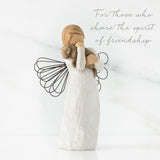 Willow resin imitation wood carving friendship angel statue resin crafts home decoration couple ornament Standing and holding a cat Standing and holding a cat