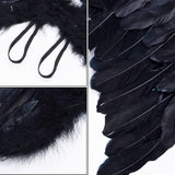 Angel Wings, Black, Angel Costume for Women, with Halo and Black Wings, for Girls, Feather Wings Fallen Angel Wings - Black-45 cm