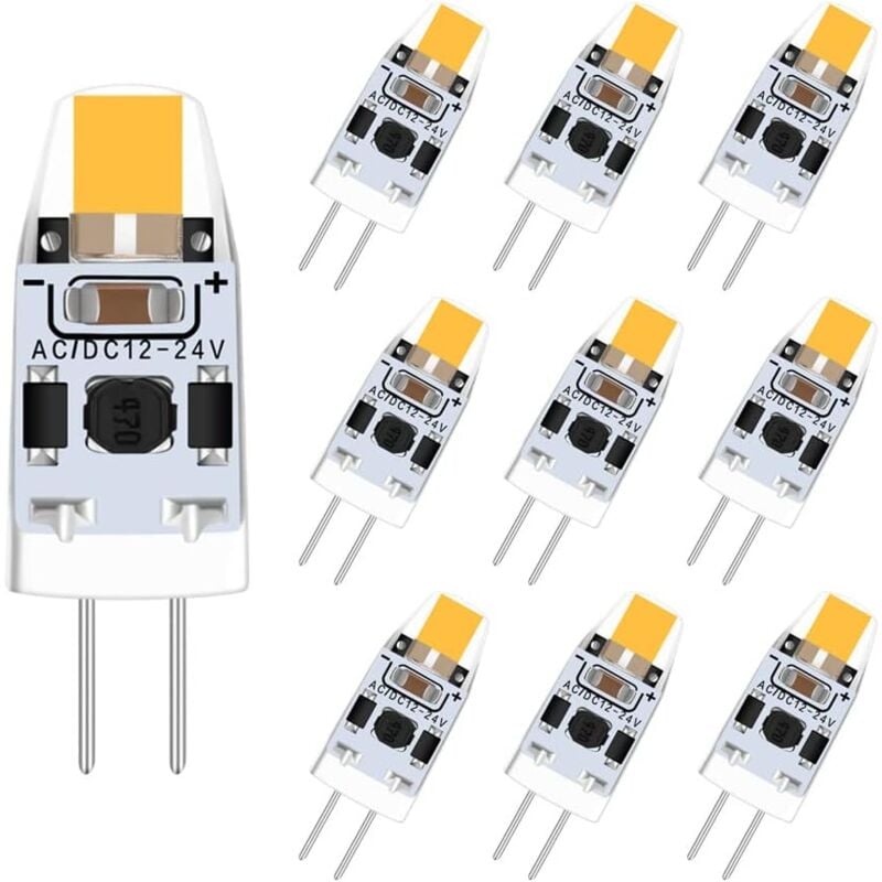 12V G4 LED Warm White 3000K Bulb, Dimmable 2W LED Bulb, Replacement for G4 15W 20W Halogen, AC/DC 12-24V, 10-pack
