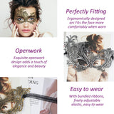 Masquerade Mask - Venetian Mask for Women, Beautiful Elegant Lace Mask for Ladies Halloween Mardi Gras Party Gold+Silver+Black - Top-Down View