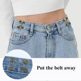 Jeans Waist Adjustment Set, No Stitching, Removable Trouser Buttons, Jeans Waist Buckle, Jeans Tightening Buckle for Waist Adjustment{EE} - 45-Degree Angle
