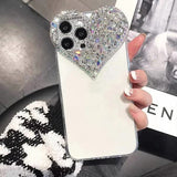 Compatible iPhone 15 Pro Max Case for Women and Girls, Luxury Bling Rhinestone 3D Diamond Love Case, Cute Pink Glitter, Sparkly Protective Case - Front View