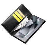 Compatible with Samsung Galaxy S24 Ultra Mobile Case Wallet Case Flip Stand Phone Protection Genuine Leather Black - Front View