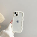 Transparent Cute Curly Simple Wavy Case, Aesthetic Design Bumper, Soft TPU for iPhone 14 Pro Max-White