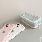Transparent Cute Curly Simple Wavy Case, Aesthetic Design Bumper, Soft TPU for iPhone 14 Pro Max-White